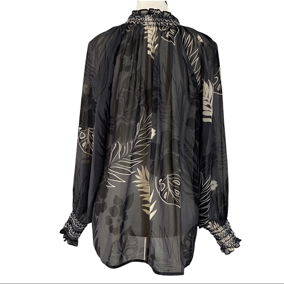 CABI #5597 Sheer Tropical Aloha Peasant Blouse Size Small - Picture 7 of 12